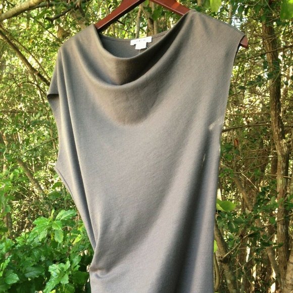 HELMUT LANG SONAR WOOL ASYMMETRICAL DRAPED BODY CON  DRESS  M - Picture 4 of 7